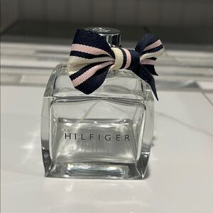 Tommy Hilfiger Clear Perfume Bottle with Striped Bow empty 3.4 fluid ounces